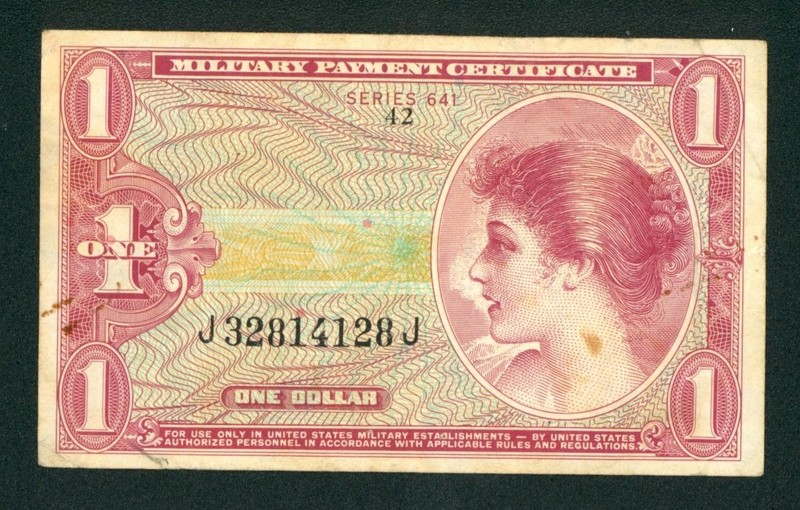 Series 641 $1  US Military Payment Certificate ** PAPER CURRENCY AUCTIONS