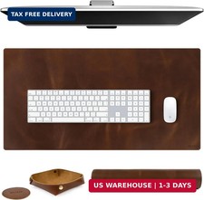 Elizo Leather Desk Mat 32x16 Large Desk Pad Blotter Protector Office Mat Set