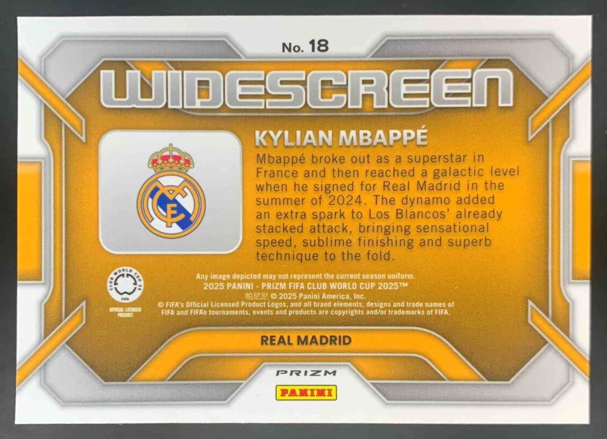 Kylian Mbappe 2025 Panini Prizm FIFA Club World Cup Widescreen Silver Prizm view 2