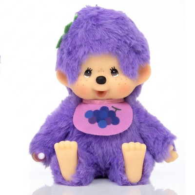5.5'' Monchhichi Fruit Colors - Grape Bag Charm with Purple Bib and Clip