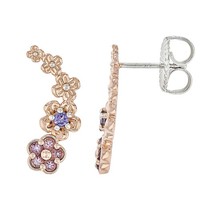 Cavill Ohrringe Damen Sterlingsilber RoséVergoldet 0,40Ct Tansanit BlüTe