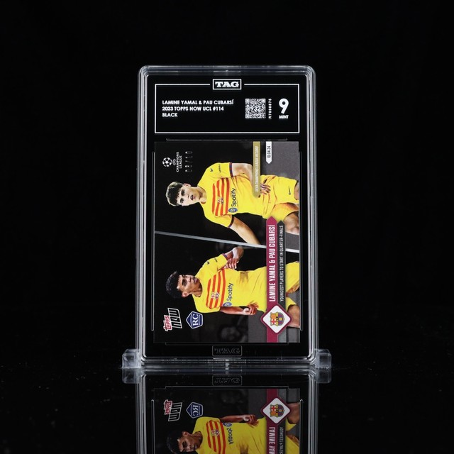 2023 Topps Now UCL #114 Lamine Yamal and Pau Cubarsi RC Black /10