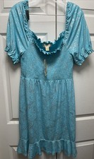 Michael Kors Women's Metallic Smocked Midi Dress, Turquoise Size XL