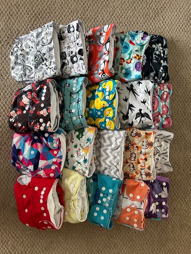 Large set of cloth diapers