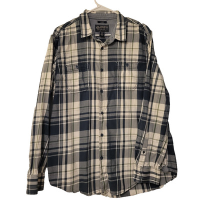 American Rag Shirt Men's Blue/Gray Plaid Long Sleeve Shirt Size Large