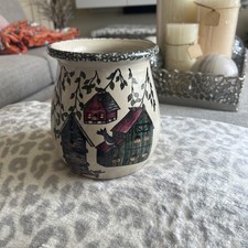 Made In The USA Hand Painted Bird Houses Vintage Ceramic Vase Beautiful