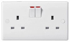 BG - 13A 2 Gang Single Pole Switched Socket, White
