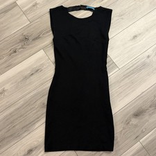 Alice + Olivia Black Ponte Knit Mesh Cutout Back Dress Bodycon Women's XS