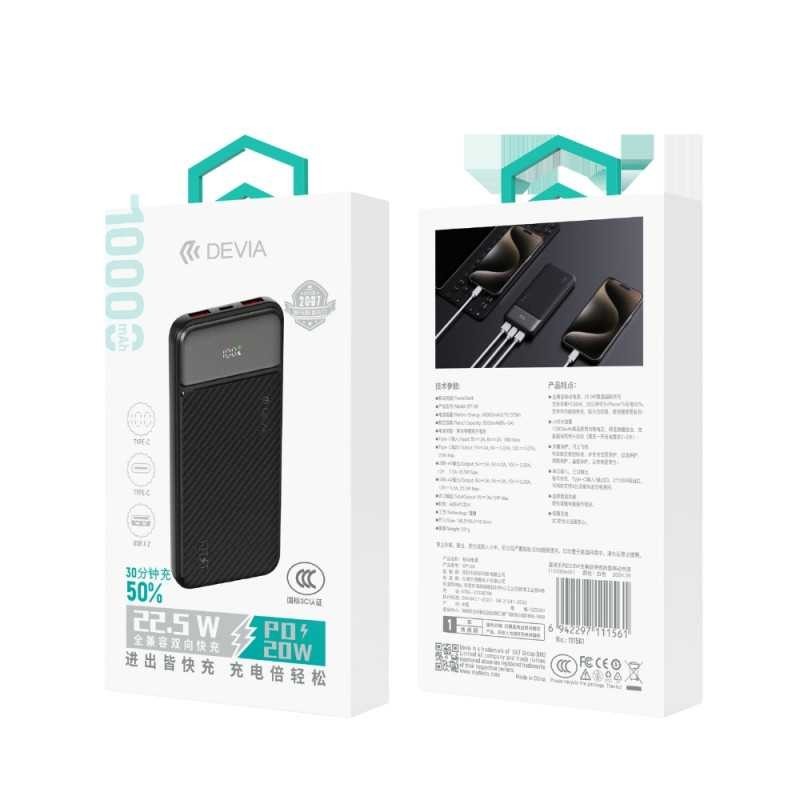 Batterie externe 22.5W anti-panne, chargeur 10000 mAh avec écran LED pour smartphone