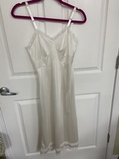 Vintage Full Slip Women 36 Ivory Nylon NANCY KING Non Cling Lace Sissy