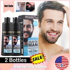 Men Black Beard Simple Hair Dye Color Shampoo Permanent Darkening Hair Coloring
