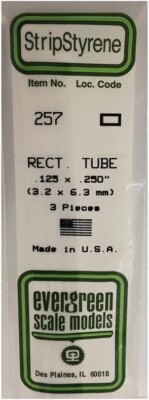 Evergreen #257 .125 x .250 Rectangle Tube  New Free Shipping