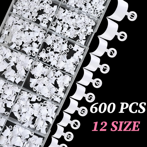 600 PIEZAS Puntas de Uñas de Gel Cortas Cuadradas Prensa en Uñas Blanco Acrílico Puntas de Uñas Cuadradas - Imagen 2 de 6