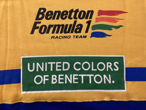 United Colors of Benetton Formula 1 Racing Sweatshirt Size L Yellow Blue Vintage - Bild 12 von 16