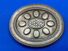 Western Silver Tone Vintage Belt Buckle With Rhinestone Center
