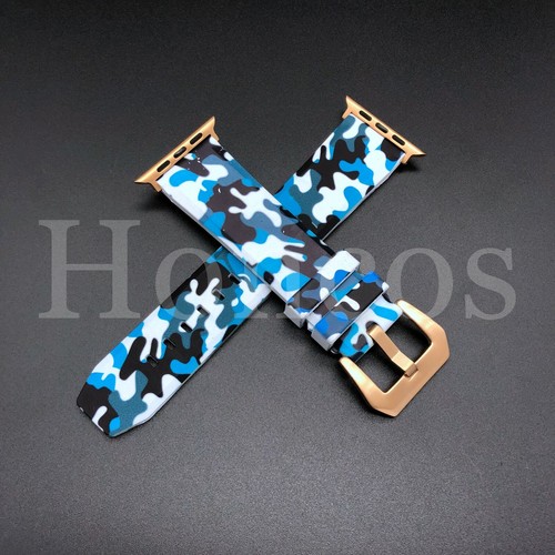 38/40/42/44MM Apple Watch Correa de Banda Camuflaje Camuflaje Goma Se adapta a Iwatch Army - Imagen 29 de 37