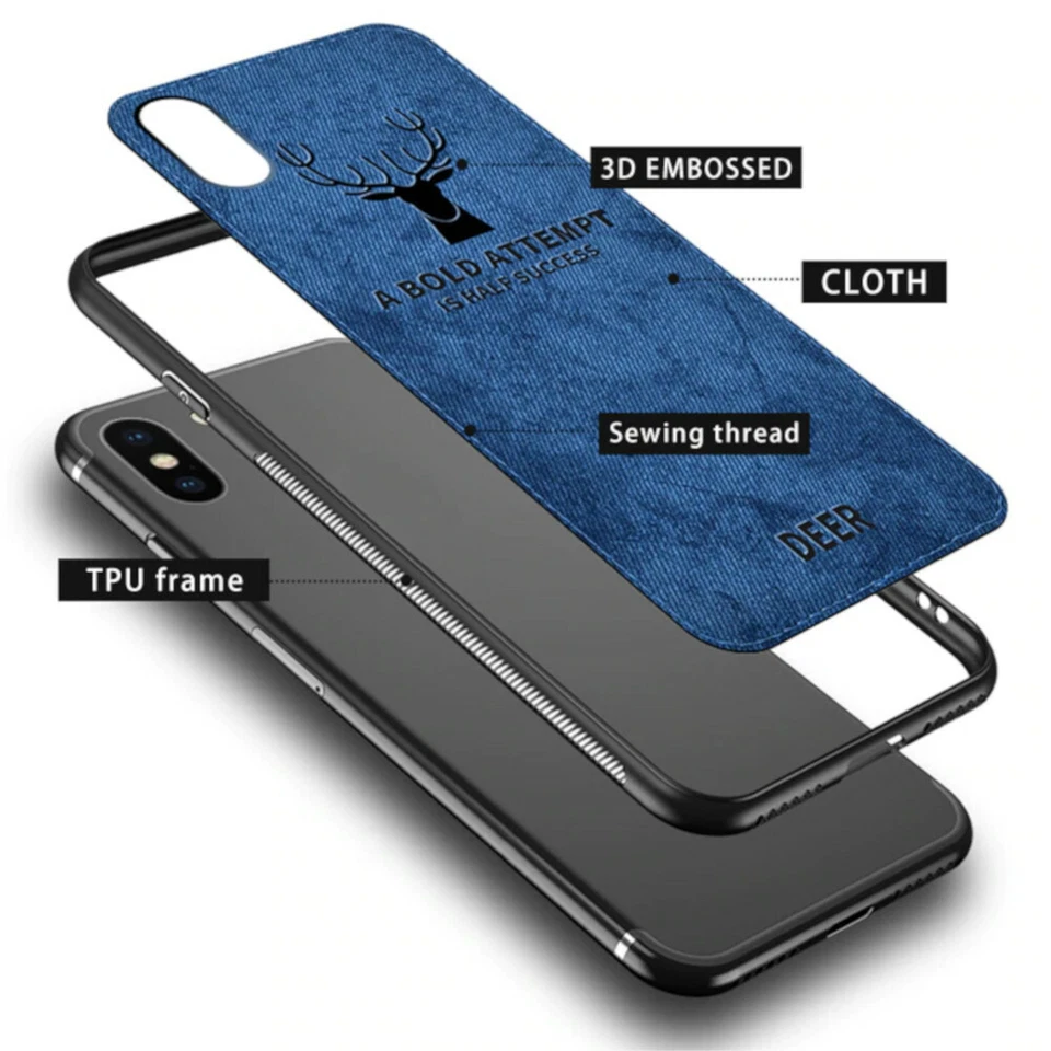 For iPhone 6 7 8 Plus X Soft Cloth Fabric Ultra thin Phone Case Cover 6s 7s UK - Image 2 of 4