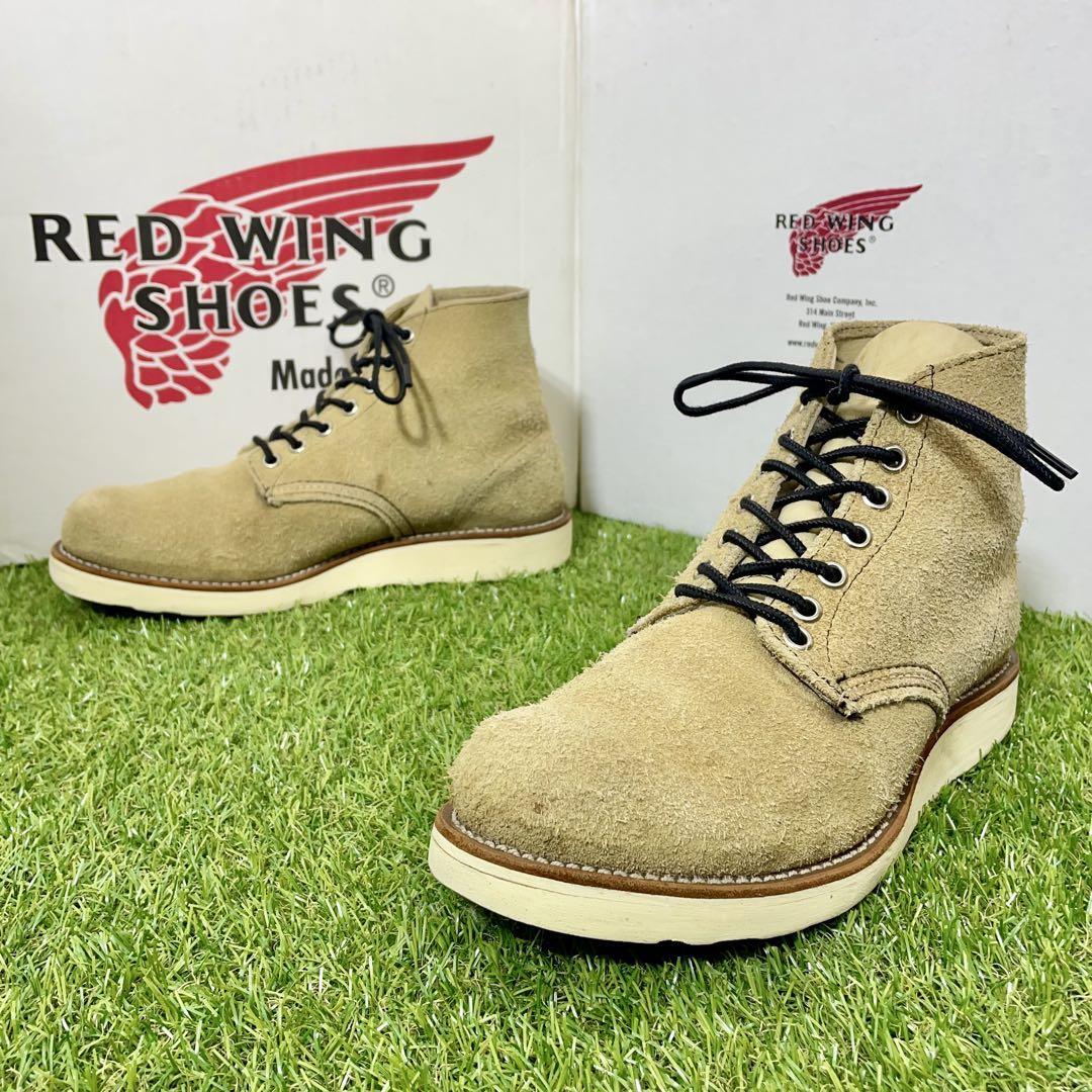 【良品】RED WING SHOES 8167 ベージュ US7 　uk6 Red Wing Boots 8167 PLANE TOE US:6.5E Leather/Suede Beige