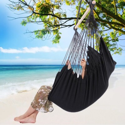 Metal Bar Hammock Hanging Chair Hanging Rope Swing Seat w/2 Cushions  Hardware