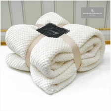 POPCORN WAFFLE BLANKET FLEECE TRAVEL THROW SOFA BED WARM COSY EXTRA LARGE LUXURY