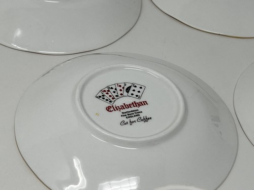 China de hueso isabelina Staffordshire "cortada para café" 8 tazas y platillos - Imagen 8 de 8