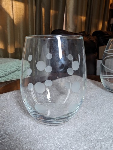 Lazboy 4 Piece Set Clear Diamond Engraved Crystal Stemless Wine Glasses - Picture 3 of 9