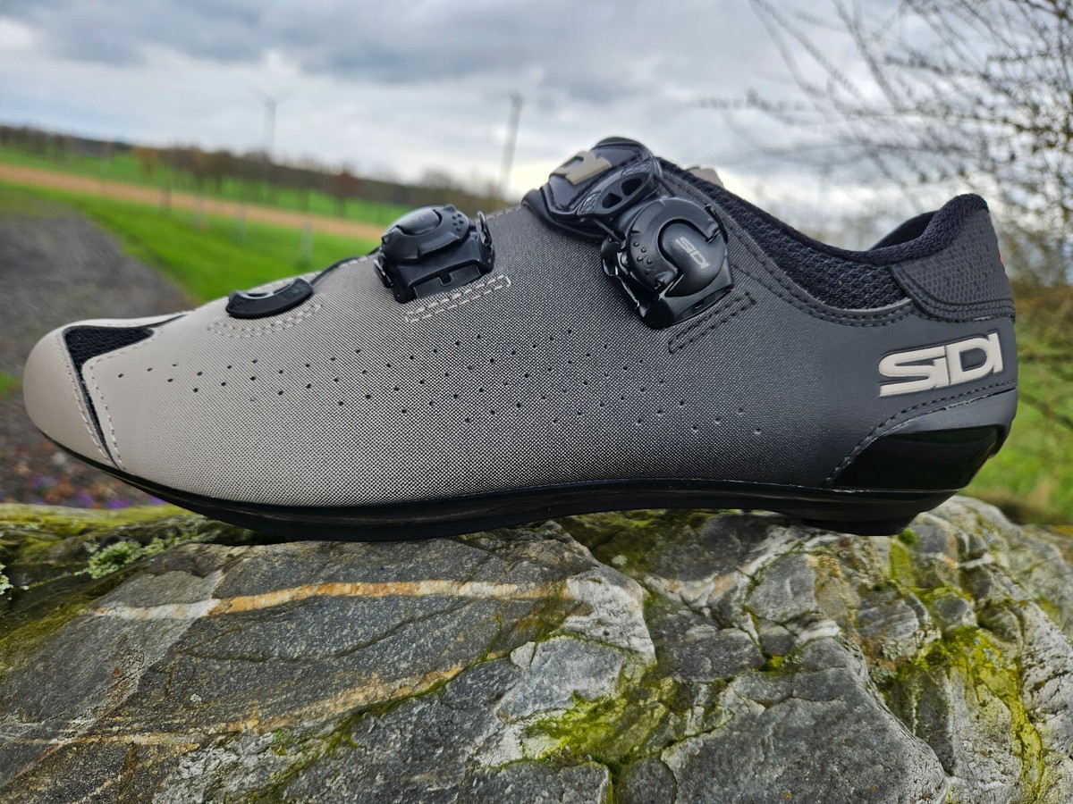 Sidi Genius 10 Road Bike Shoes Grey/Black SPD SL Carbon Composite