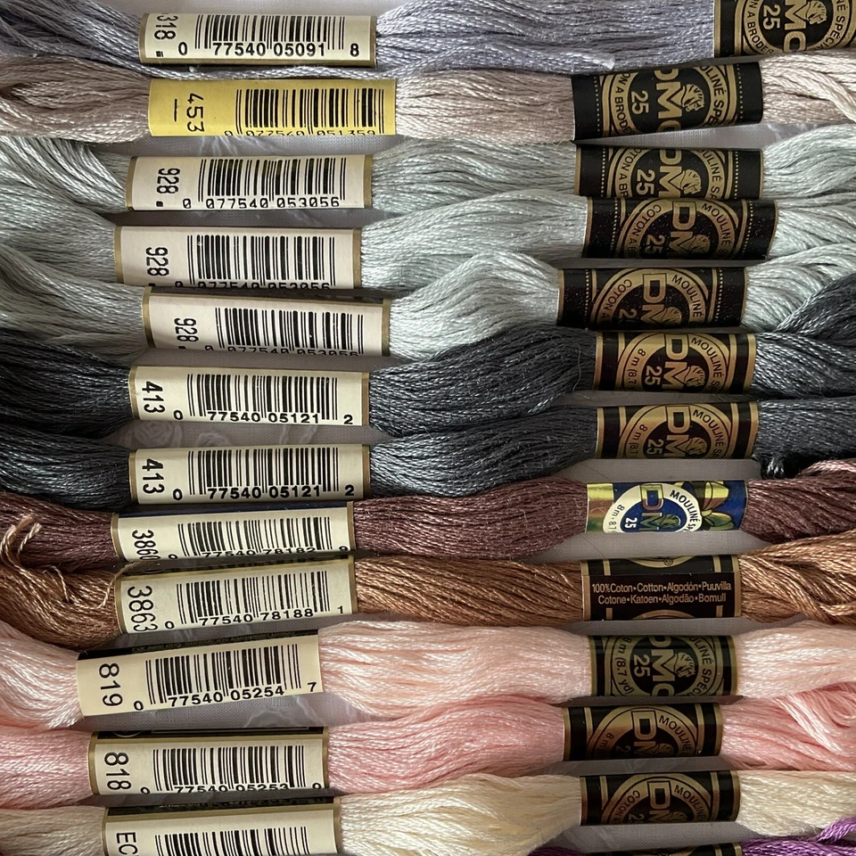 DMC 25 Mouline Special 8M Embroidery Thread Lot of 22 Assorted Color White Label - Image 2 of 4