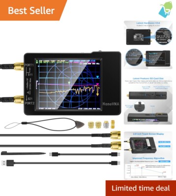 Pro-Level 10KHz-1.5GHz HF Antenna Analyzer - Secure Power Supply & HD Display