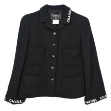 Chanel Single Breasted Jacket Black 95A #38 185954