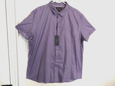 Marc Anthony Mens Shirt XXL Purple Gray Slim Fit Stretch Diamond Button Pockets