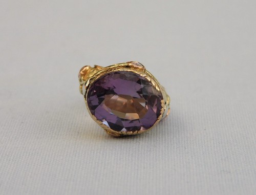 VIKTORIANISCHE TASCHENUHR 15 KT GELB ROSÉGOLD PLATIN 5 KT AMETHYST SIEGEL 4,5 g - Bild 7 von 13