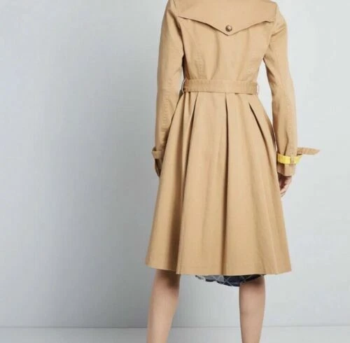 NWOT Modcloth Women's Classic Imagination Trench - Khaki/Yellow - Size M (B156) - Image 2 of 4