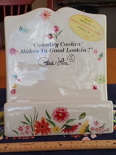 Paula Deen Ceramic Hand Painted Floral Cookbook Holder On The Veranda 9x9x6 NWT - Picture 15 of 24