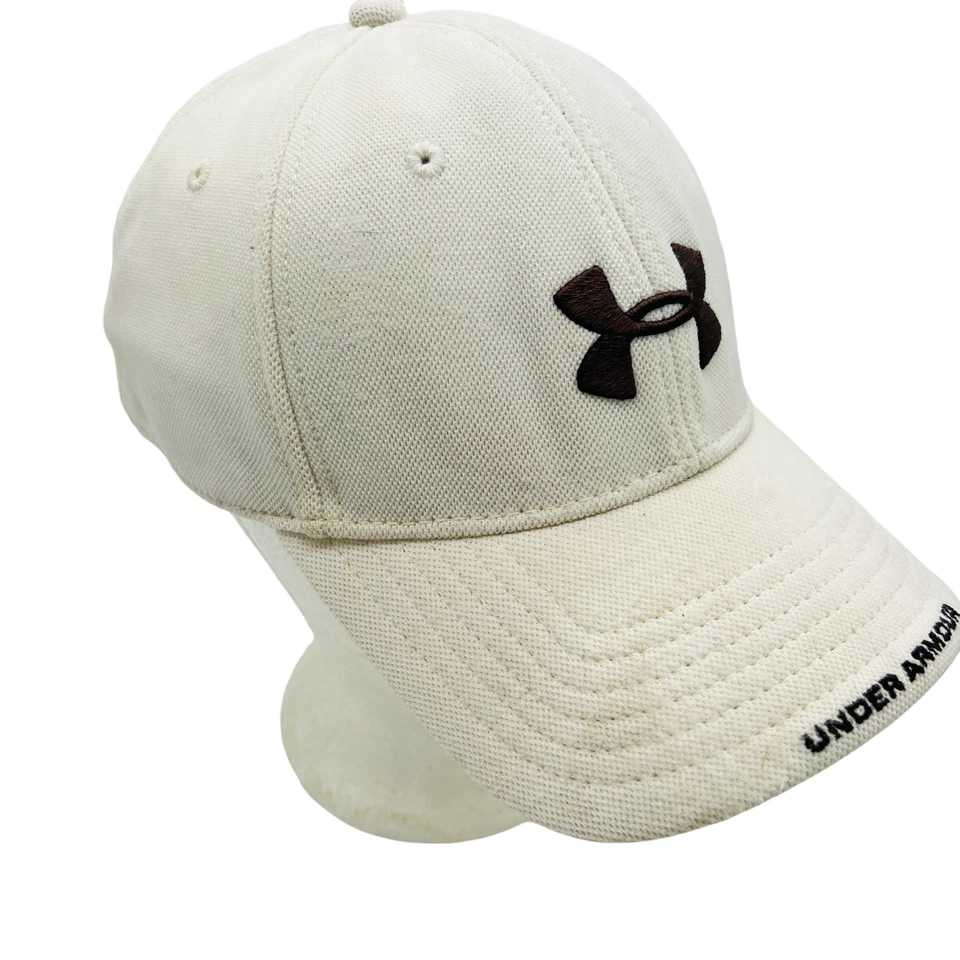 Gorra de lona Under Armour para hombre elástica de 4 vías blanca marrón talla mediana grande Foto 3 de 4