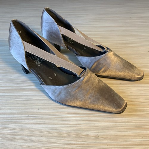 Jenny By ARA Satin Pumps Bronze Size 3G (5 M) True Vintage - Picture 2 of 10