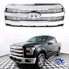 For 2015 2016 2017 Ford F150 F-150 Front Bumper Upper Grill W/O Camera Chrome