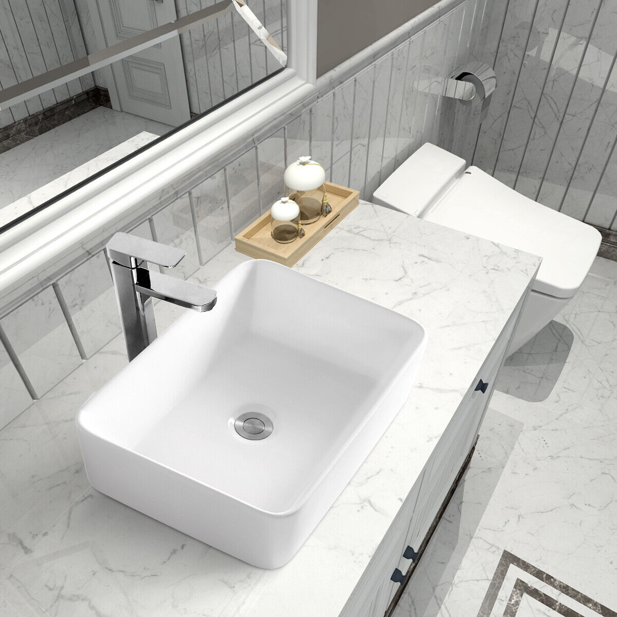 Rectangular Countertop Basin 630mm X 435mm Ceramic Washbasin