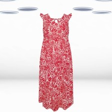 Ex Women's Plus Size Paisley Print Frill Sleeve Maxi Dress in Red (Defect)