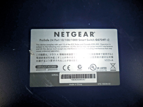 NETGEAR GS724T Prosafe 24 Port 10/100/1000 Mbps Smart Switch, w/Rack Mount Ears - Picture 7 of 9
