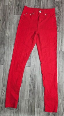 Rue 21 Juniors Size 1 / 2 Regular Stretch Skinny Mid Rise Red Denim Jeans