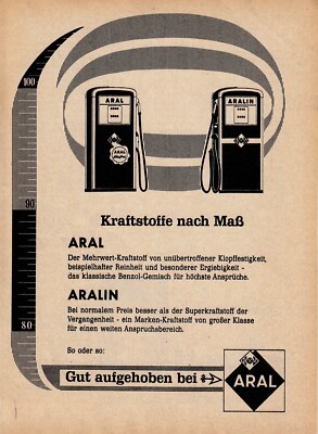 3w22857/ Alte Reklame aus 1959   Gut aufgehoben bei ARAL.