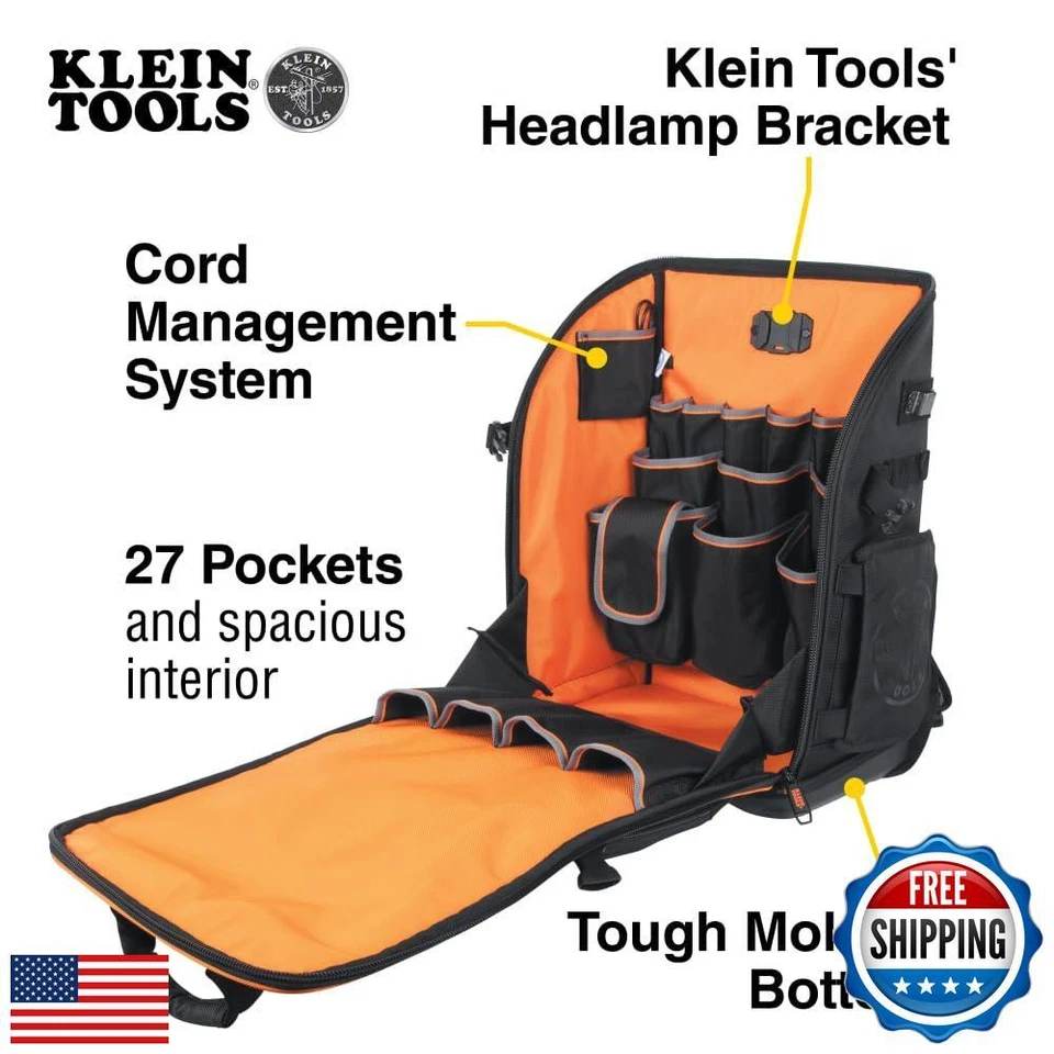 Klein Tools 62482 Tool Backpack, Tool-Station Pro Heavy-Duty Organizer with 2 - Image 2 of 4