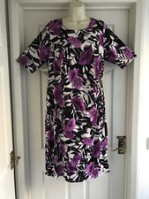 AB. Womens Size 18 Black White Purple Dress LADIES SUMMER SMART STRETCH WORK