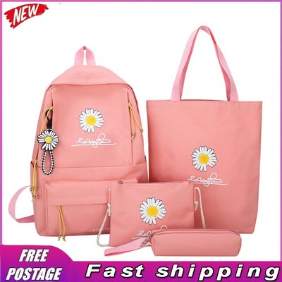 4pcs/Set Daisy Print School Backpack Handbag Pencil Case School Bag for Girls