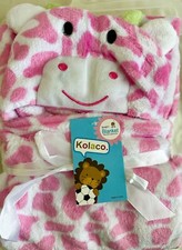 Hooded Animal Face Fleece Blanket for babies and toddlers pink white unisex
