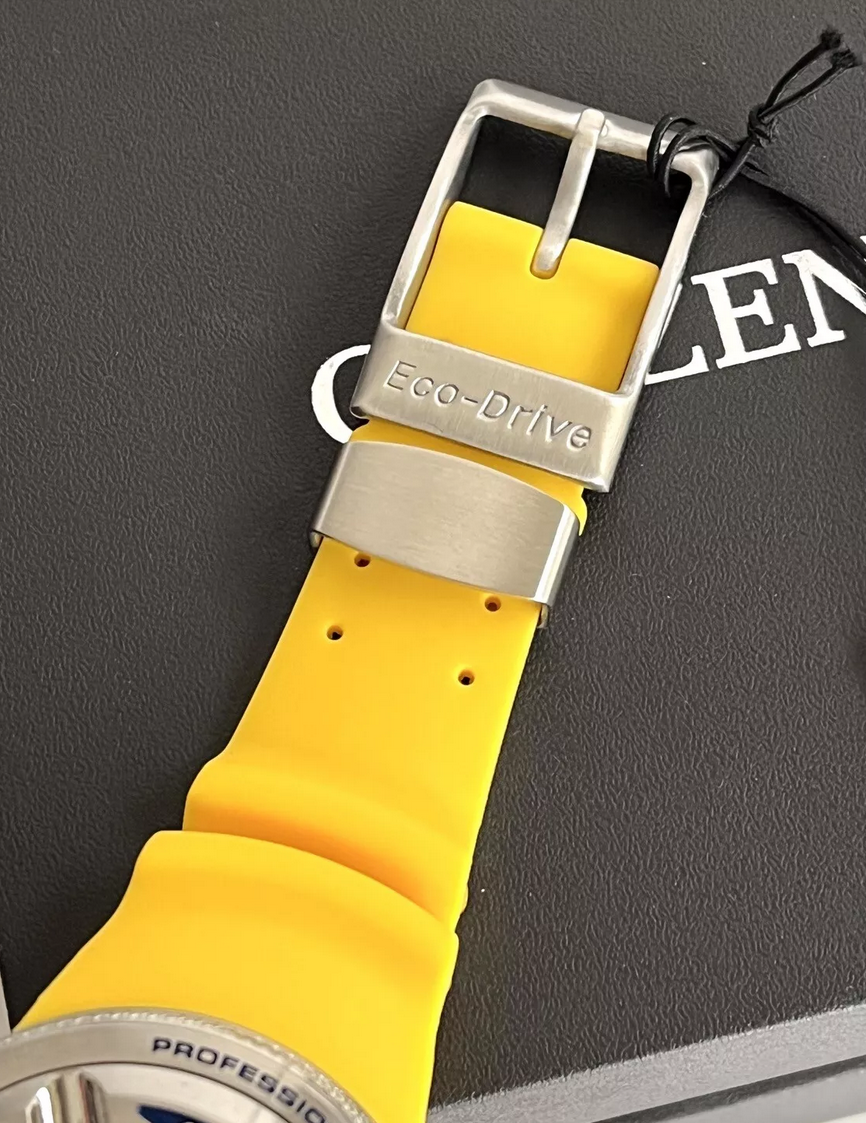 Citizen Promaster Blue Dial Dive Watch Polyurethane Yellow Band
