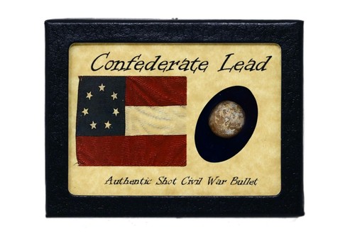 Civil War Bullet Confederate Lead with Display Case and COA