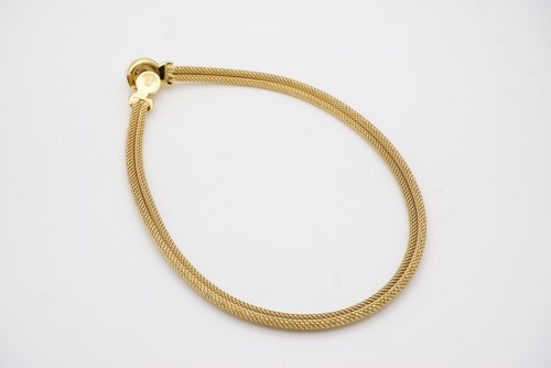 Christian Dior Vintage 1980s Pearl Square Crystals Button Omega Mesh Necklace - Picture 11 of 11