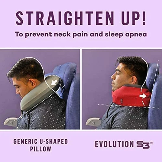 Travel Pillow Neck Support Memory Foam Pillow with Strap for Airplane Car Office
